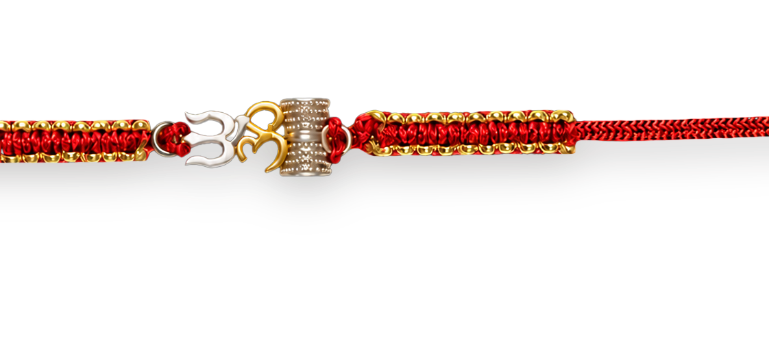 Om Trishul & Damru Pure Silver Plated Rakhi