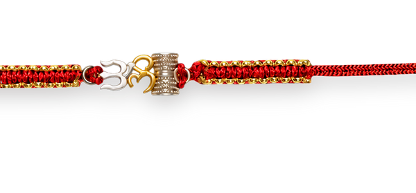 Om Trishul & Damru Pure Silver Plated Rakhi
