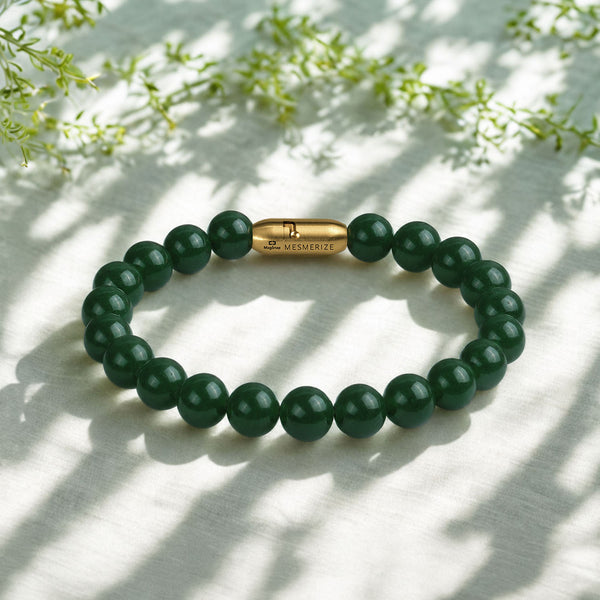 Lush Green Jade Natural Stone Bracelet with MagSnap4