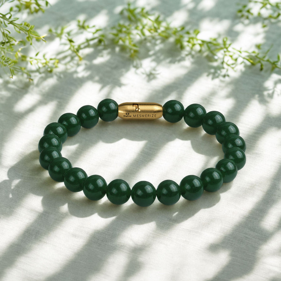 Lush Green Jade Natural Stone Bracelet with MagSnap4