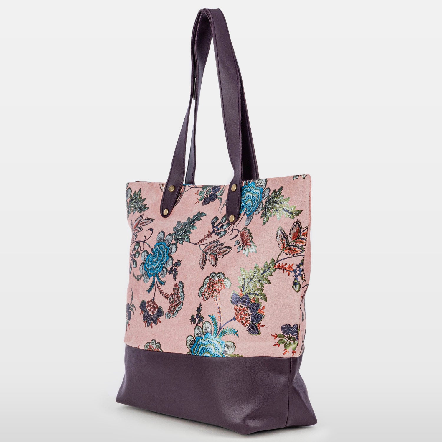 PINK FOIL PRINT SUEDE TOTE BAG