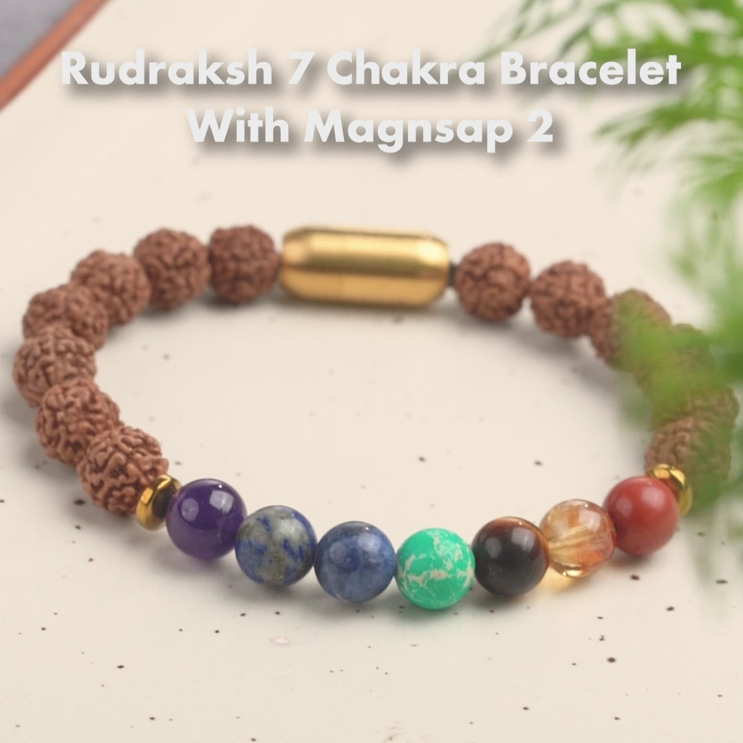 Spiritual Rudraksh 7 Chakra Bracelet With Magnsap