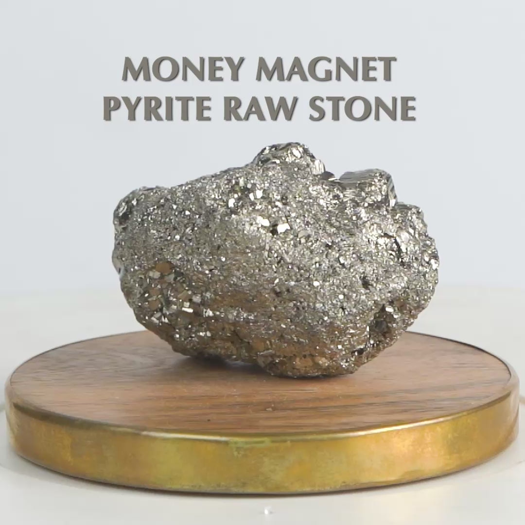 Money Magnet Pyrite Raw Stone With Mango Wood Coaster