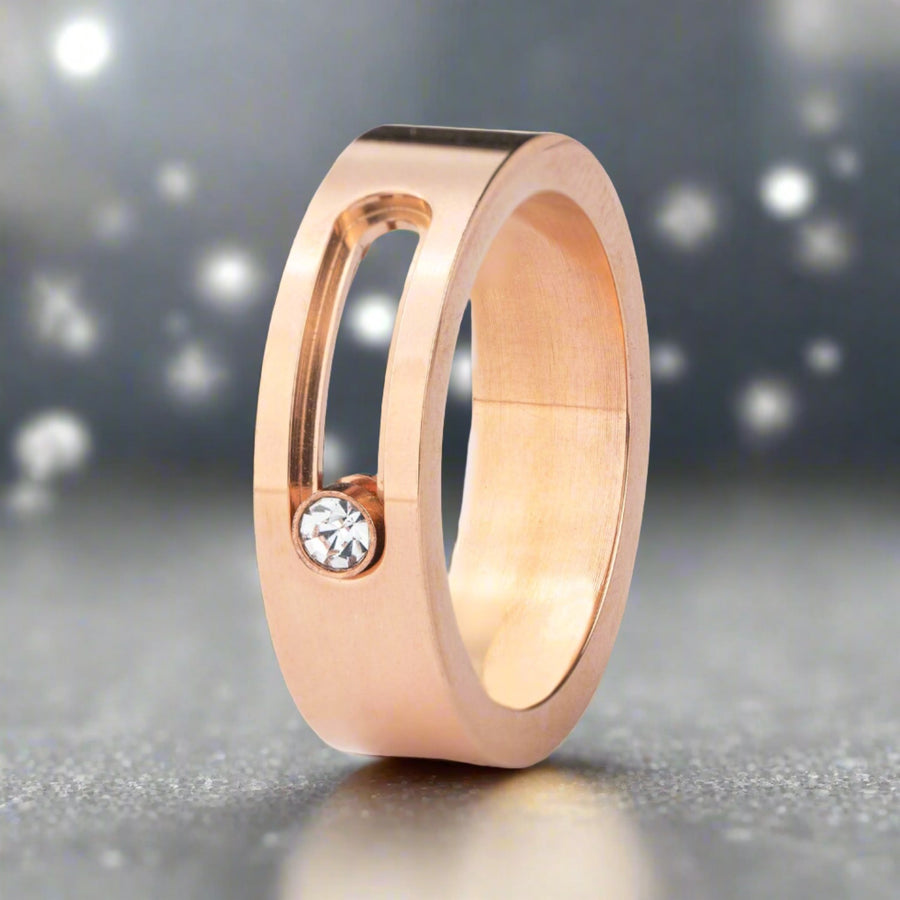 Rose Gold Dancing Diamond Ring